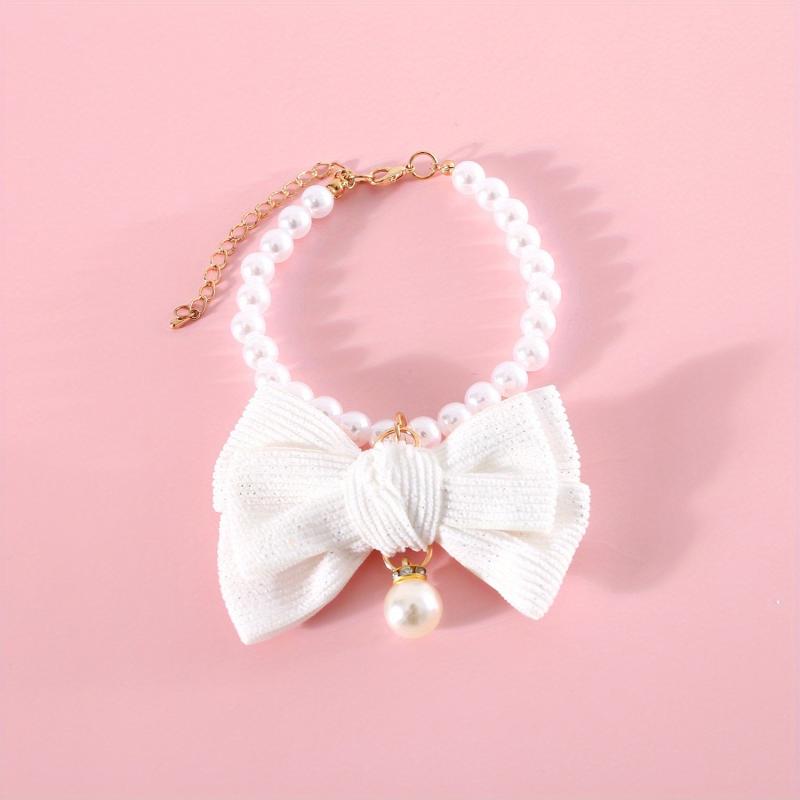 Adjustable Bowknot & Pearl Pet Necklace for Dog and Cat