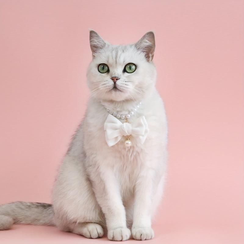 Adjustable Bowknot & Pearl Pet Necklace for Dog and Cat