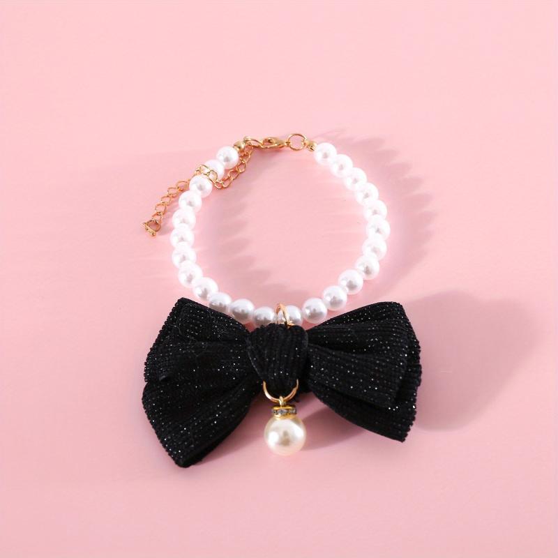Adjustable Bowknot & Pearl Pet Necklace for Dog and Cat