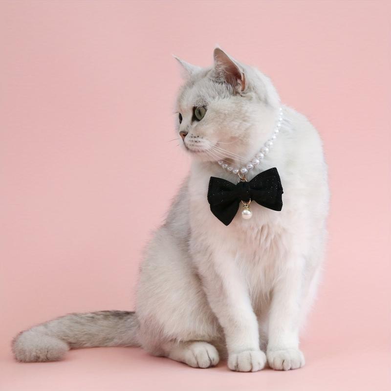 Adjustable Bowknot & Pearl Pet Necklace for Dog and Cat