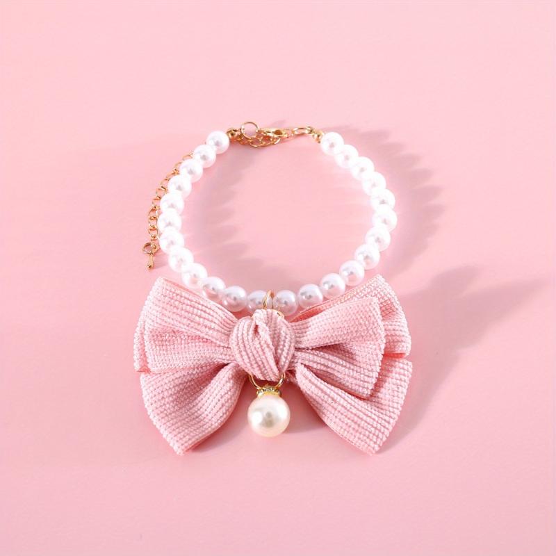 Adjustable Bowknot & Pearl Pet Necklace for Dog and Cat