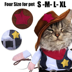 Funny Cowboy Costume for Cats Halloween Parties