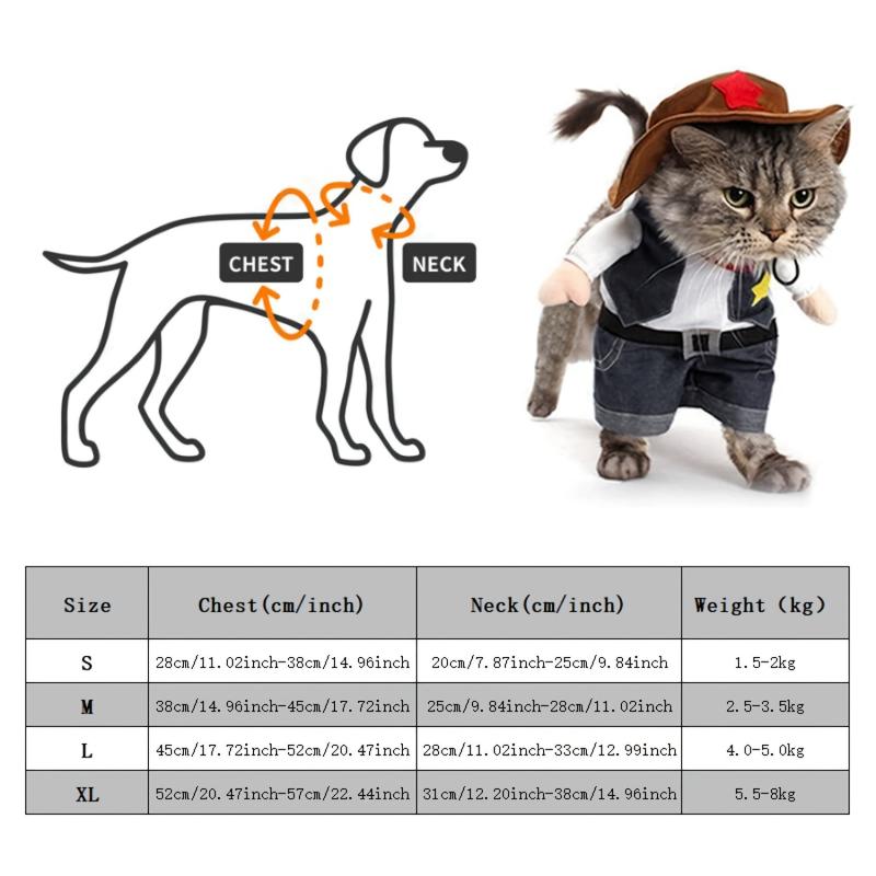 Funny Cowboy Costume for Cats Halloween Parties