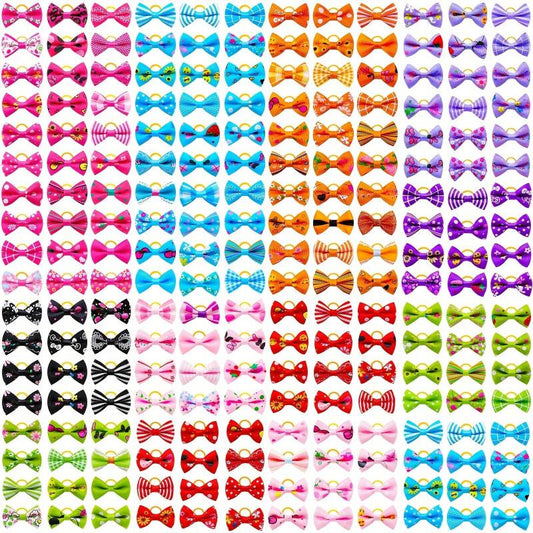 30pcs Multicolor Pet Hair Bows with Rubber Bands for Dog Grooming