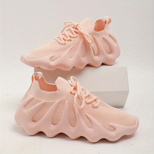 Women's Lightweight Knit Sneakers Breathable Lace Up Casual Shoes