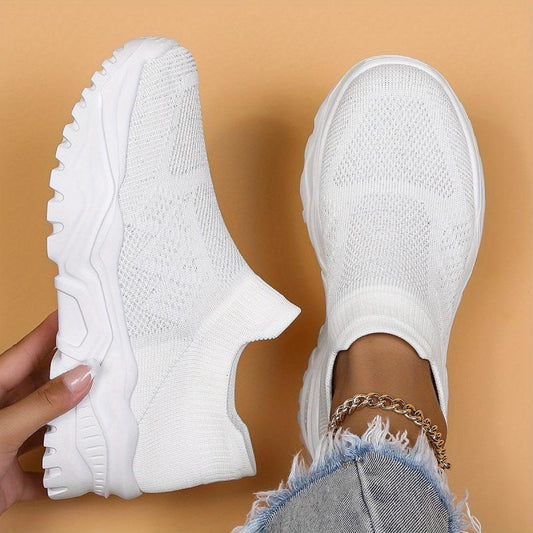 Women's Breathable Platform Sneakers Low Top Slip On Shoes