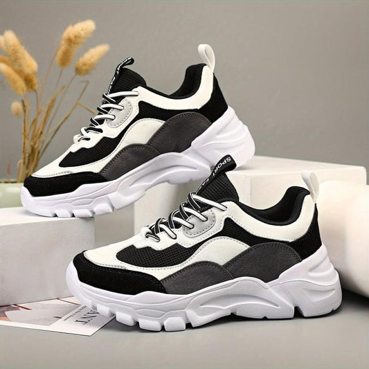 Women's Breathable Mesh Sneakers Low Top Lace Up Platform Shoes