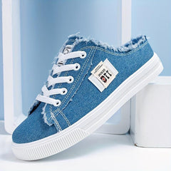 Women's Lace Up Canvas Sneakers Non Slip Round Toe Casual Walking Shoes