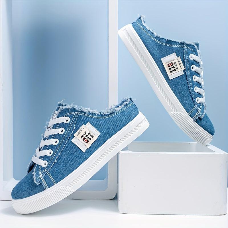 Women's Lace Up Canvas Sneakers Non Slip Round Toe Casual Walking Shoes