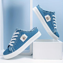 Women's Lace Up Canvas Sneakers Non Slip Round Toe Casual Walking Shoes