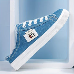Women's Lace Up Canvas Sneakers Non Slip Round Toe Casual Walking Shoes