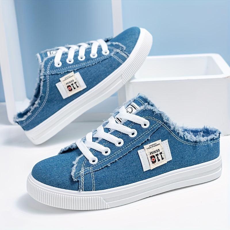 Women's Lace Up Canvas Sneakers Non Slip Round Toe Casual Walking Shoes