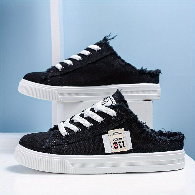 Women's Lace Up Canvas Sneakers Non Slip Round Toe Casual Walking Shoes