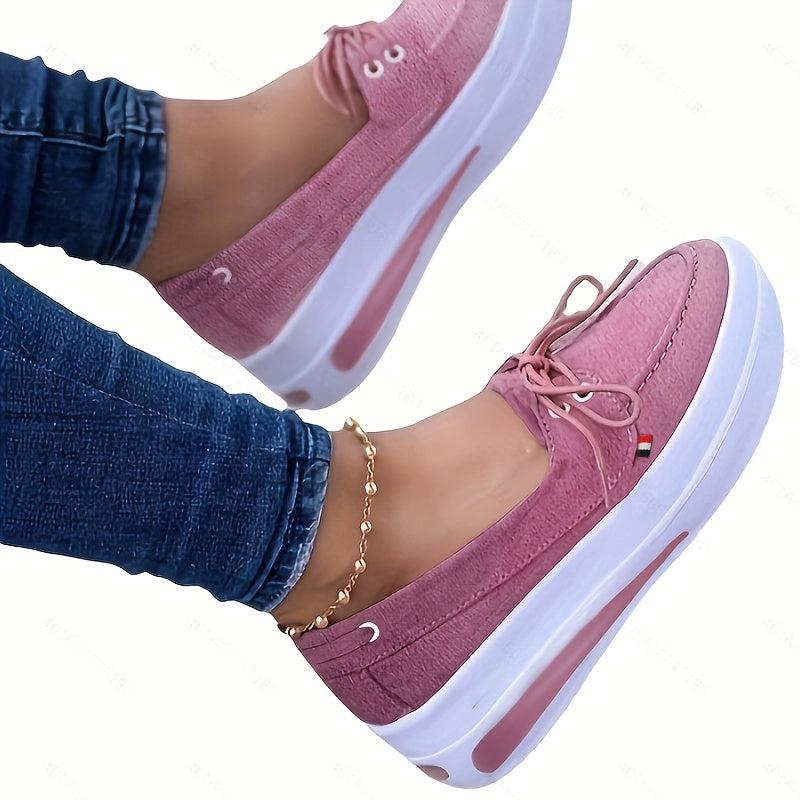 Women's Slip On Platform Sneakers Lace Up Loafers
