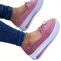 Women's Slip On Platform Sneakers Lace Up Loafers