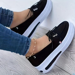 Women's Slip On Platform Sneakers Lace Up Loafers