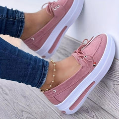Women's Slip On Platform Sneakers Lace Up Loafers