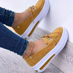 Women's Slip On Platform Sneakers Lace Up Loafers