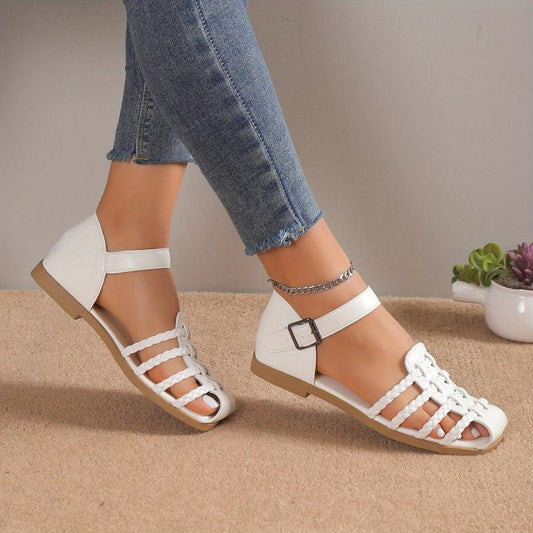 Women's Flat Sandals Braided Ankle Strap Gladiator Sandals