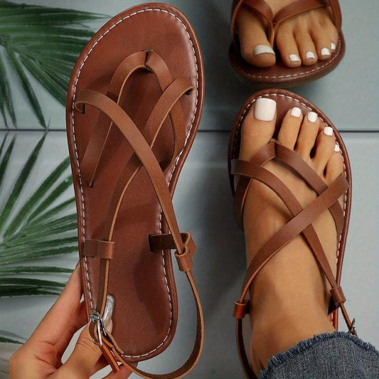 Women's Flat Sandals Cross Strap Gladiator Beach Shoes
