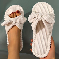 Women's Bowknot Home Slippers Cozy &warm Fuzzy Shoes Indoor Mute Slippers
