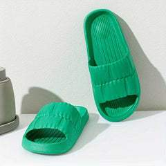 Women's Lightweight Solid Slides Open Toe Slip On Shoes