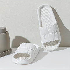 Women's Lightweight Solid Slides Open Toe Slip On Shoes
