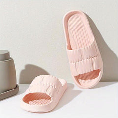 Women's Lightweight Solid Slides Open Toe Slip On Shoes
