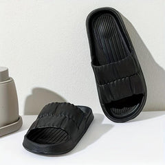 Women's Lightweight Solid Slides Open Toe Slip On Shoes