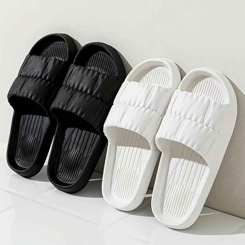 Women's Lightweight Solid Slides Open Toe Slip On Shoes