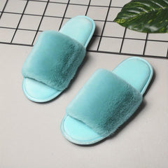 Women's Fluffy House Slippers Open Toe Anti-slip Fuzzy Comfy Home Slides