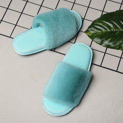 Women's Fluffy House Slippers Open Toe Anti-slip Fuzzy Comfy Home Slides