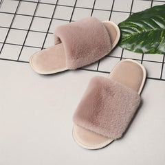 Women's Fluffy House Slippers Open Toe Anti-slip Fuzzy Comfy Home Slides