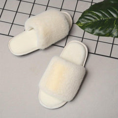 Women's Fluffy House Slippers Open Toe Anti-slip Fuzzy Comfy Home Slides