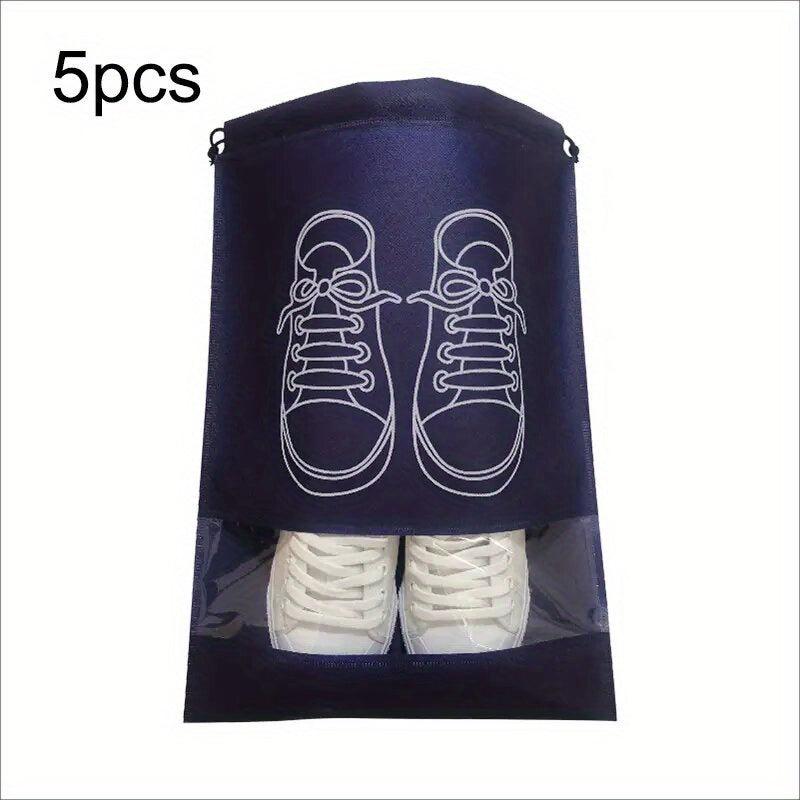5pcs Shoes Storage Bag Closet Organizer Non-woven Portable Travel Bag