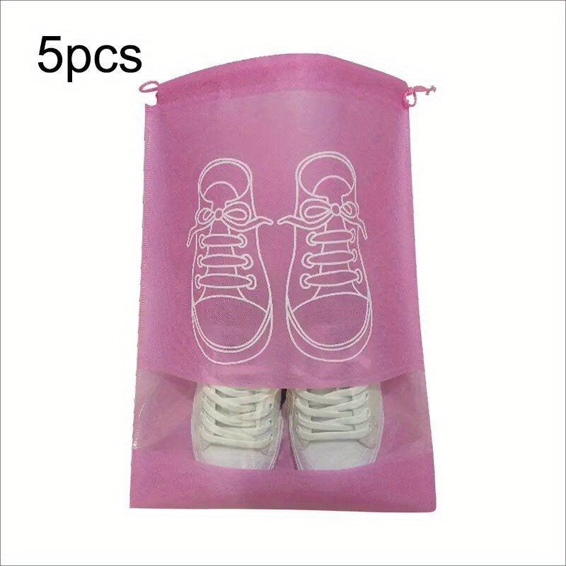 5pcs Shoes Storage Bag Closet Organizer Non-woven Portable Travel Bag