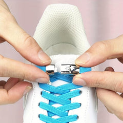 Silver Buckle Shoelaces 2pcs Tie Lazy Shoe Laces Elastic Men And Women