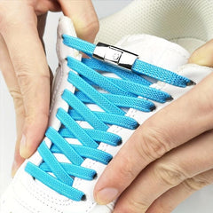 Silver Buckle Shoelaces 2pcs Tie Lazy Shoe Laces Elastic Men And Women