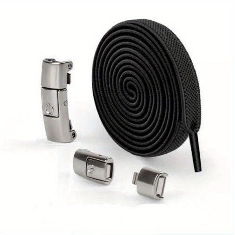 Silver Buckle Shoelaces 2pcs Tie Lazy Shoe Laces Elastic Men And Women