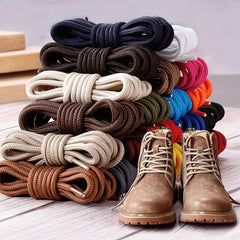 Heavy Duty Round Boot Laces 2 Pairs - Durable Shoelaces for Boots