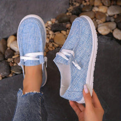 Women's Solid Canvas Shoes Casual Lace Up Outdoor Shoes Lightweight Low Top