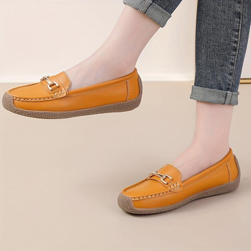 Women's Metallic Chain Loafers Slip On Lightweight Soft Sole Shoes
