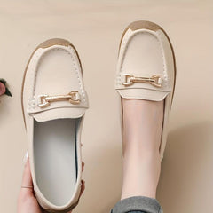 Women's Metallic Chain Loafers Slip On Lightweight Soft Sole Shoes