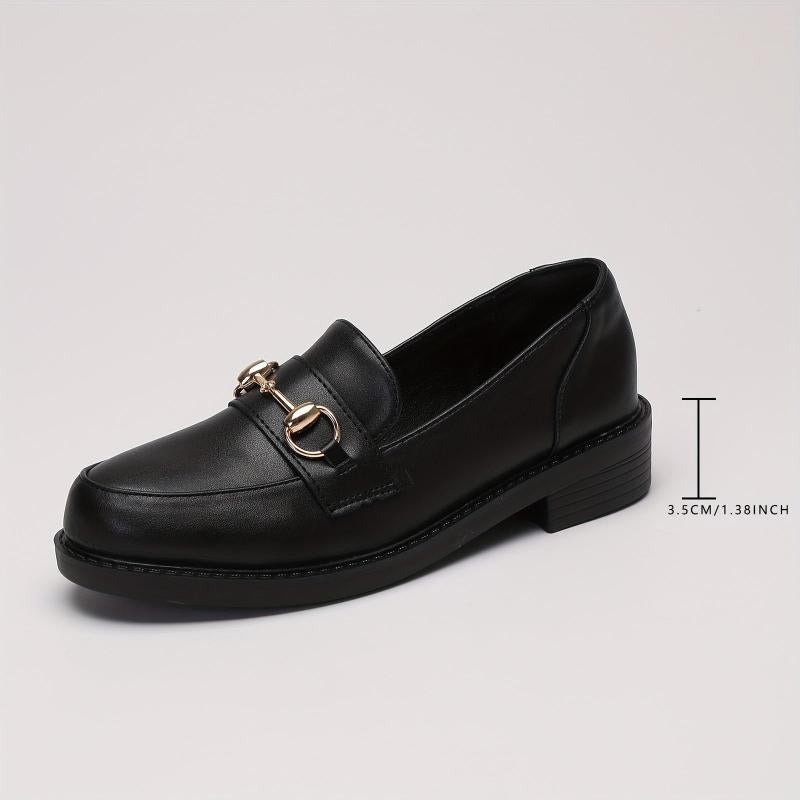 Women's Metal Decor Chunky Loafers Slip On Shoes