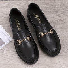 Women's Metal Decor Chunky Loafers Slip On Shoes