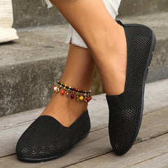 Women's Knitted Flat Shoes Slip On Loafers Casual Flats
