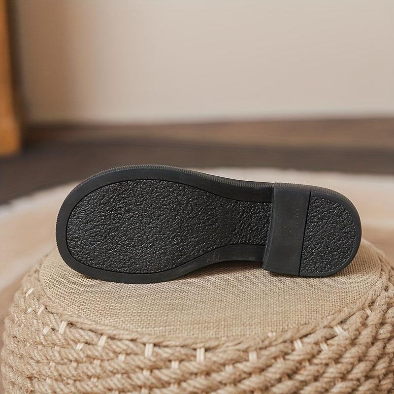 Women's Tassel Chunky Heel Loafers Slip On Shoes