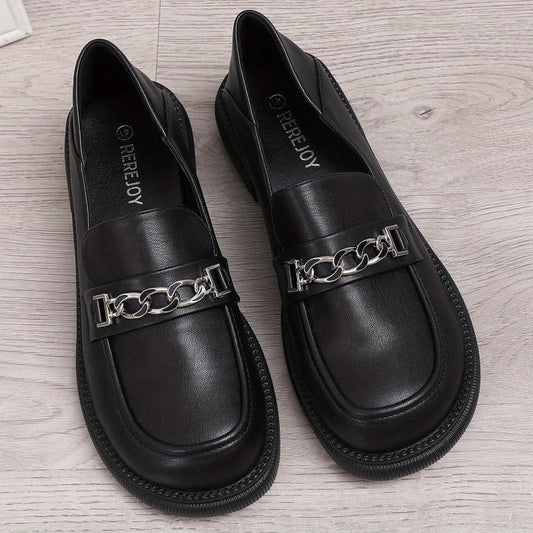 Women's Chain Decor Loafers Thick Sole Slip On Casual & Preppy Shoes