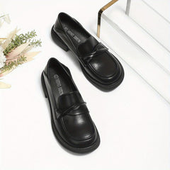 Women's Chunky Loafers Round Toe Slip On Shoes