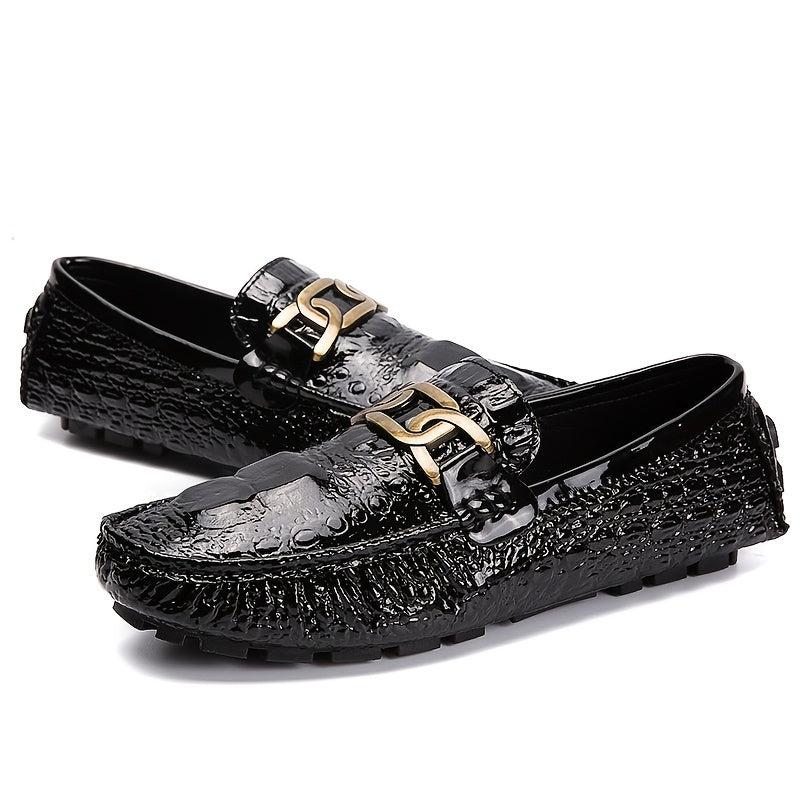 Women's Metal Chain Loafers Patent Leather Non Slip Flats
